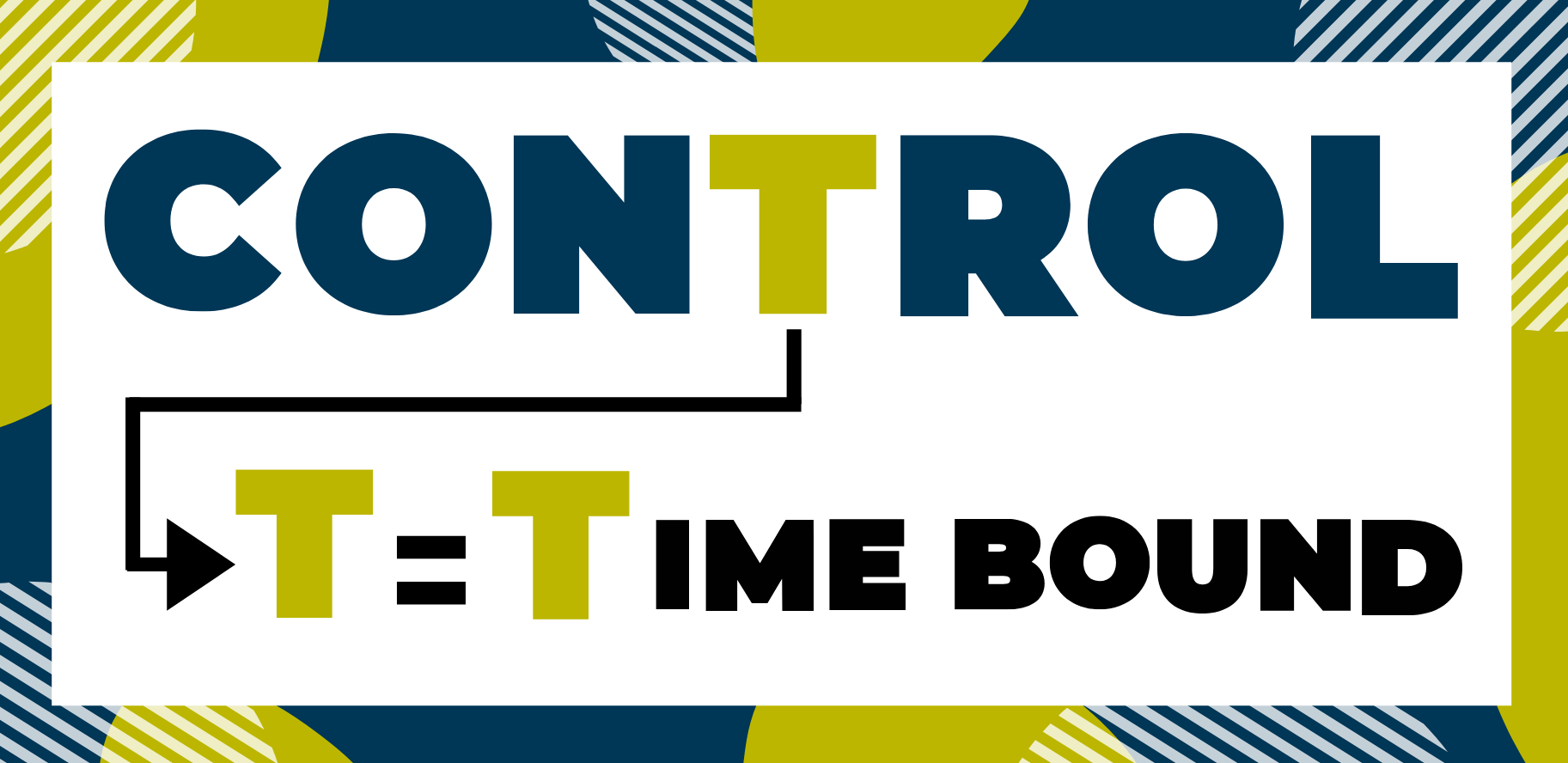 Letter t in control. T = Time bound.