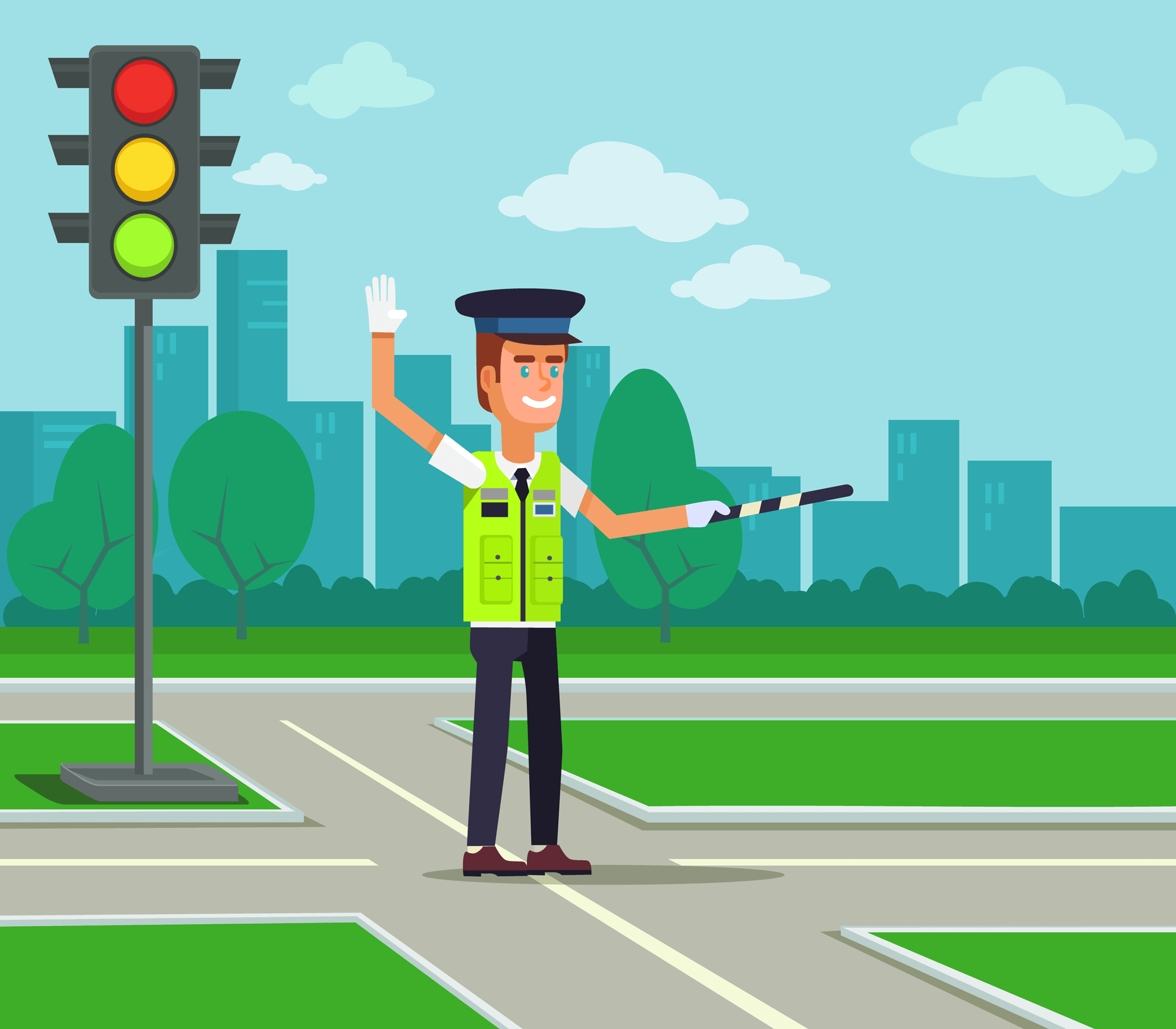 Illustration of a traffic controller. 